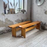 Pair of Charlotte Perriand Les Arcs pine benches