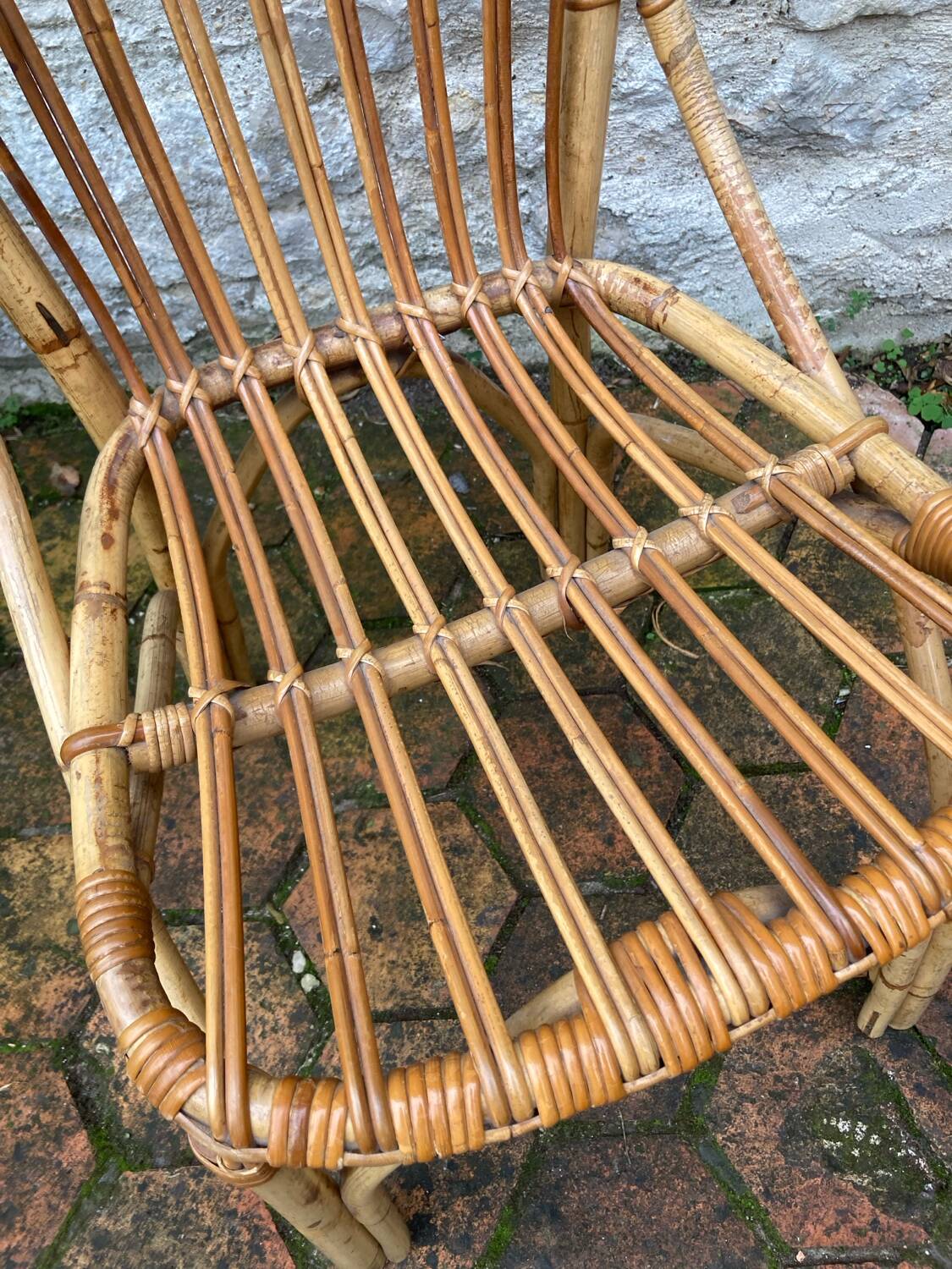 Lot de 10 chaises en rotin vintage