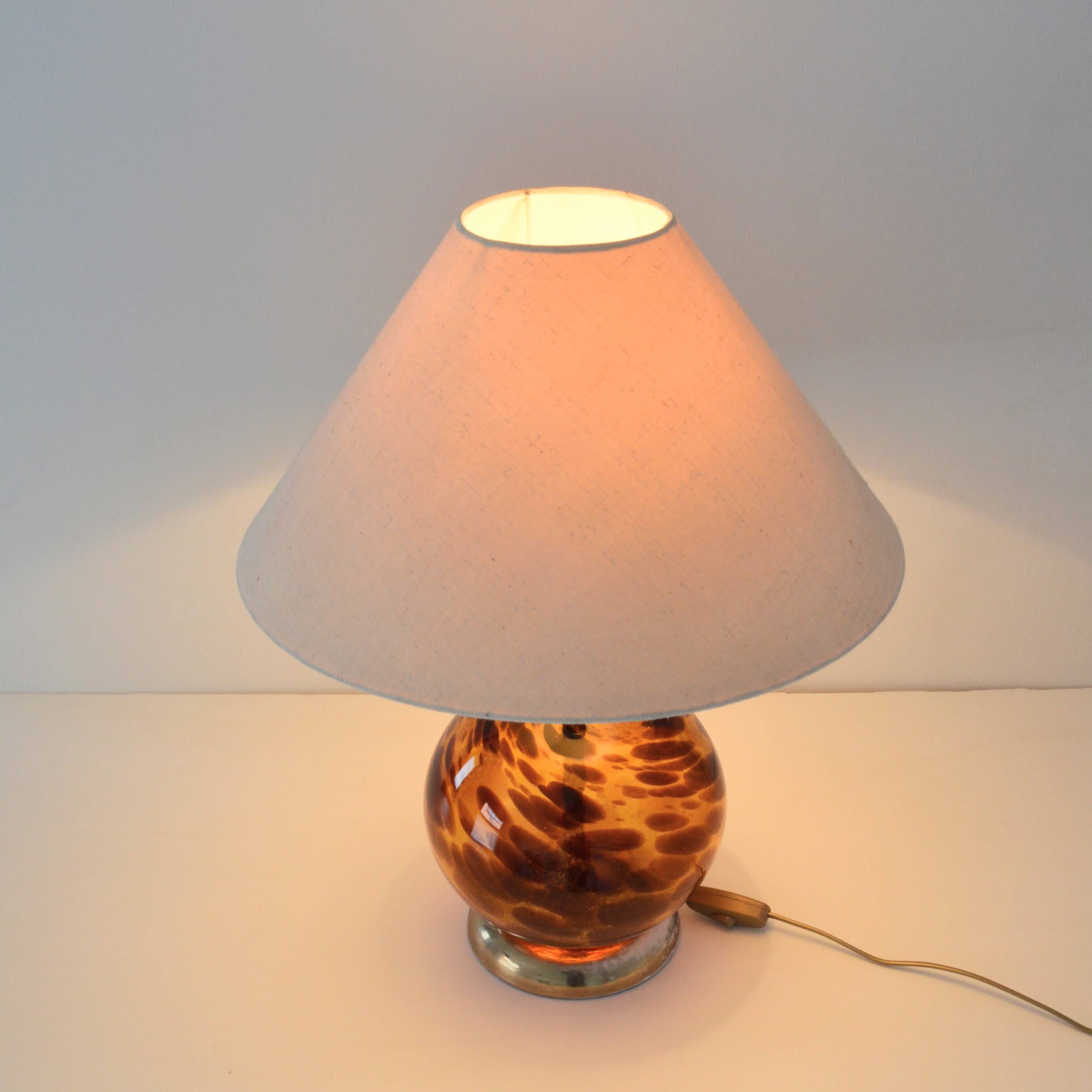 Lampe boule verre soufflé et porcelaine Art déco vintage (Numéroté)