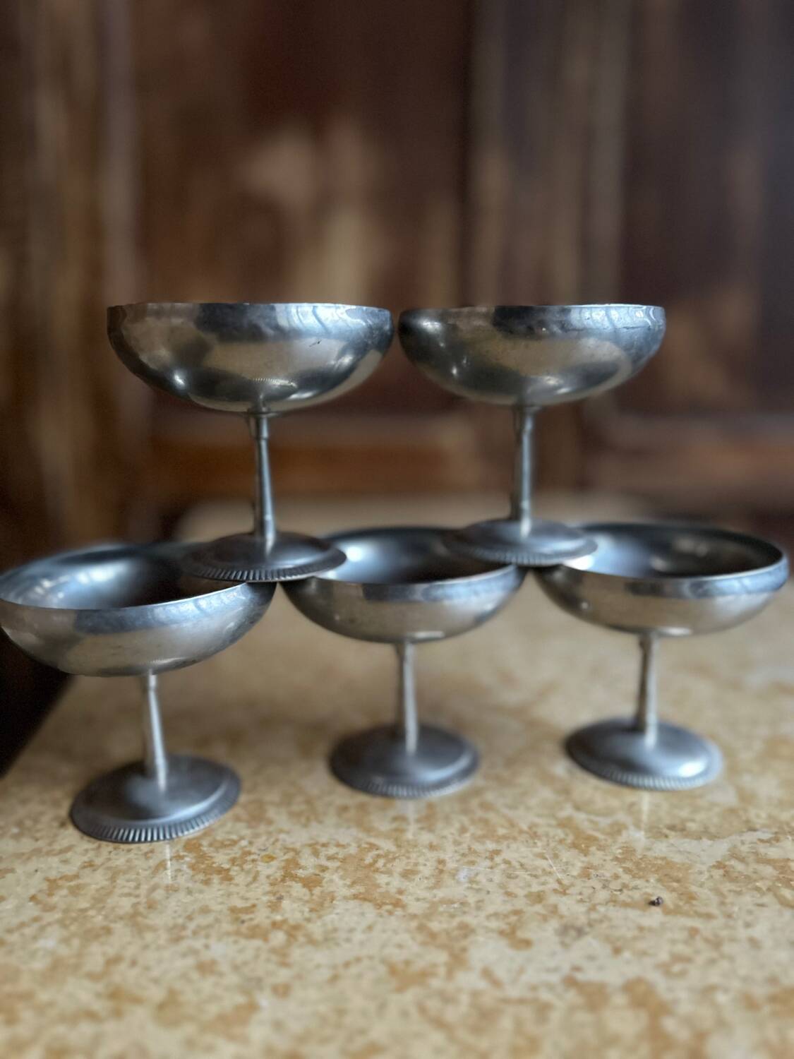 Set of 5 vintage footed dessert bowls