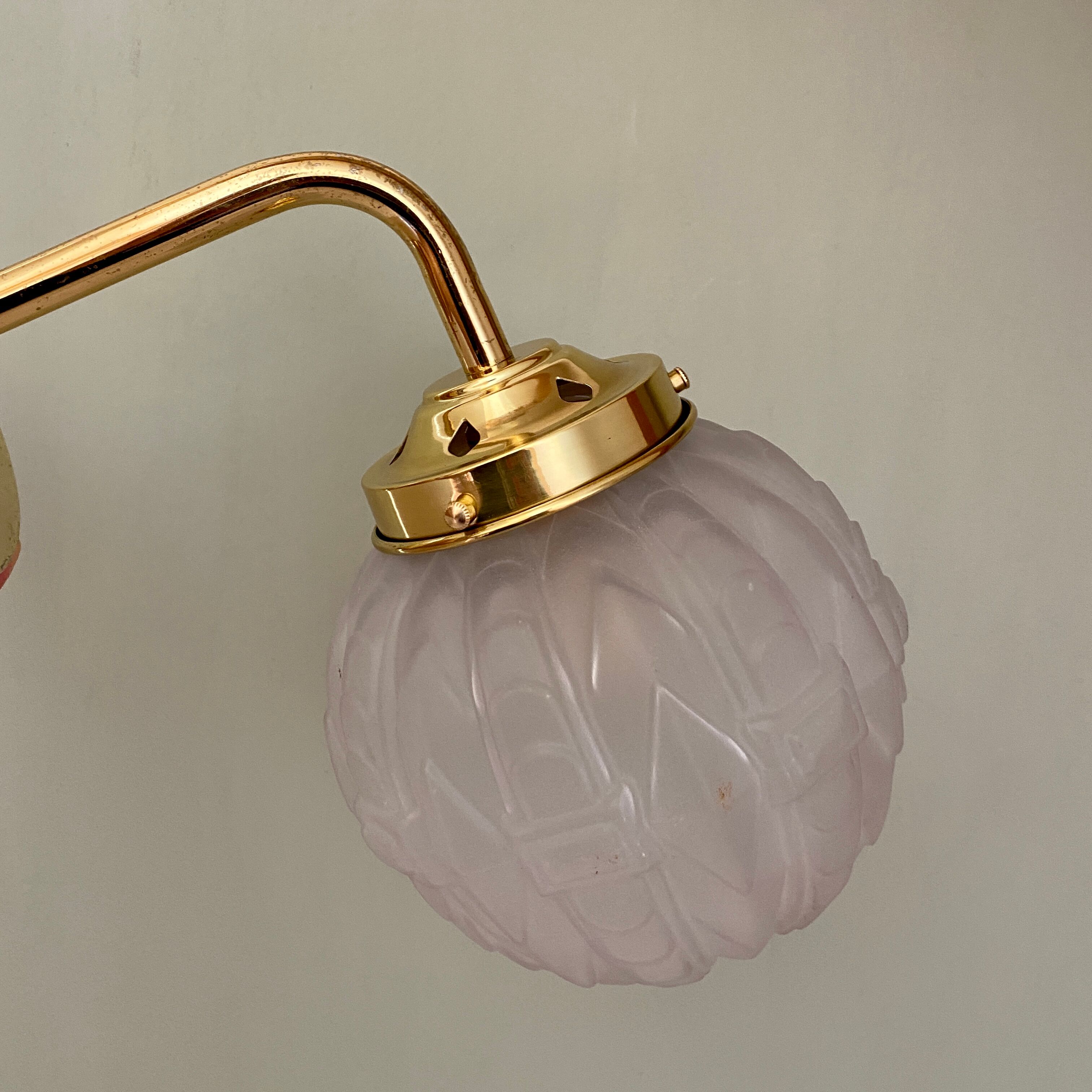 Vintage art deco glass globe elbow lamp