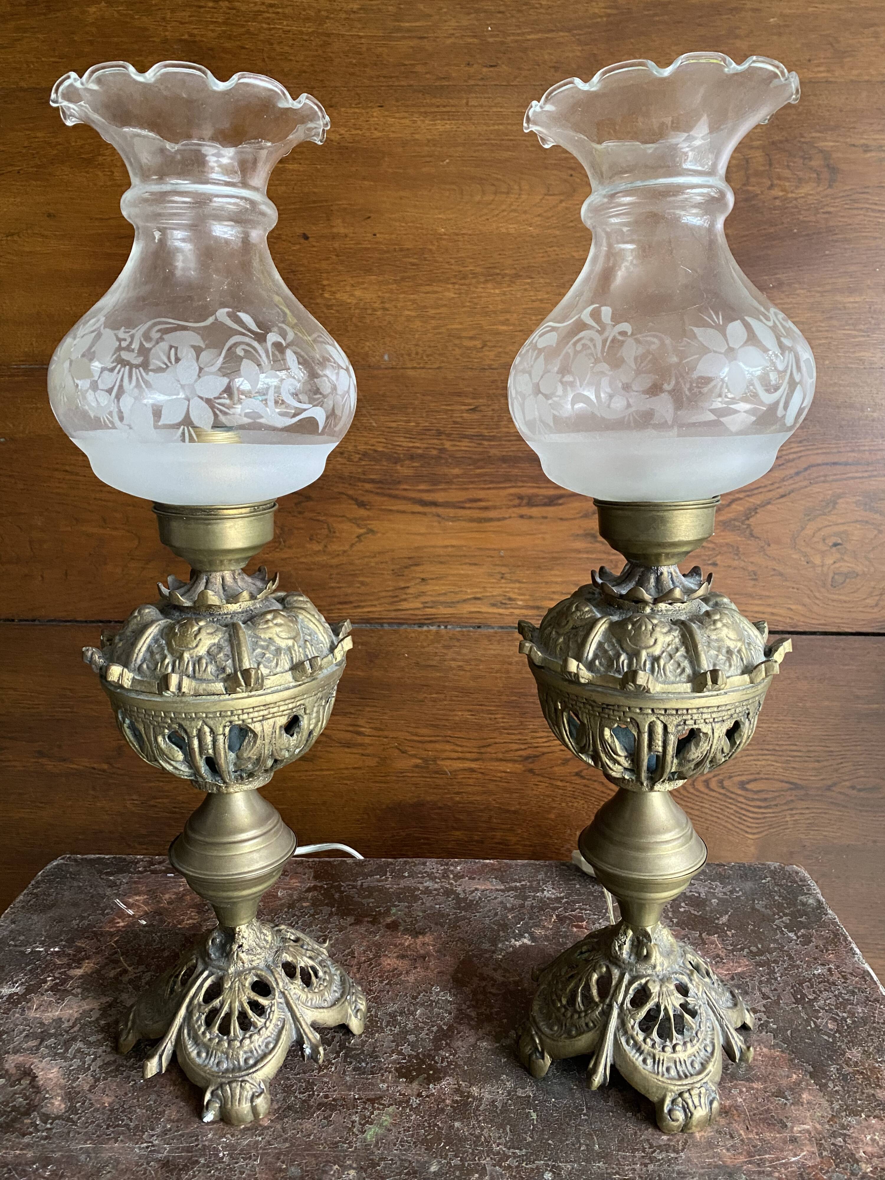Pair of lamps bronze 1900 baroque