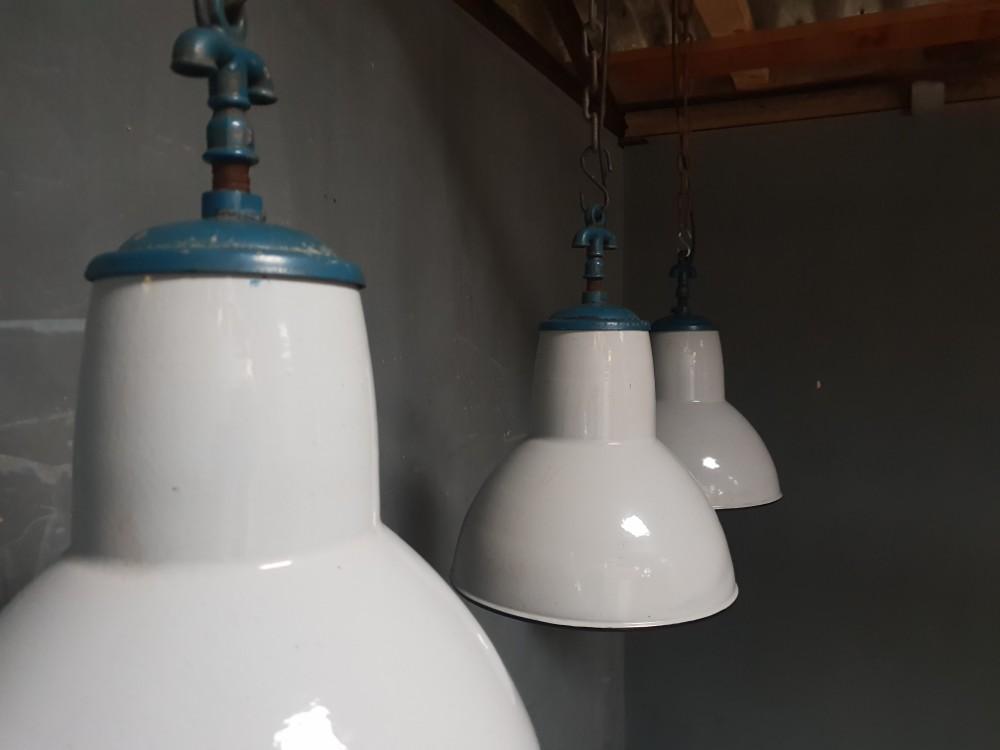 Old enamel Philips factory lamp