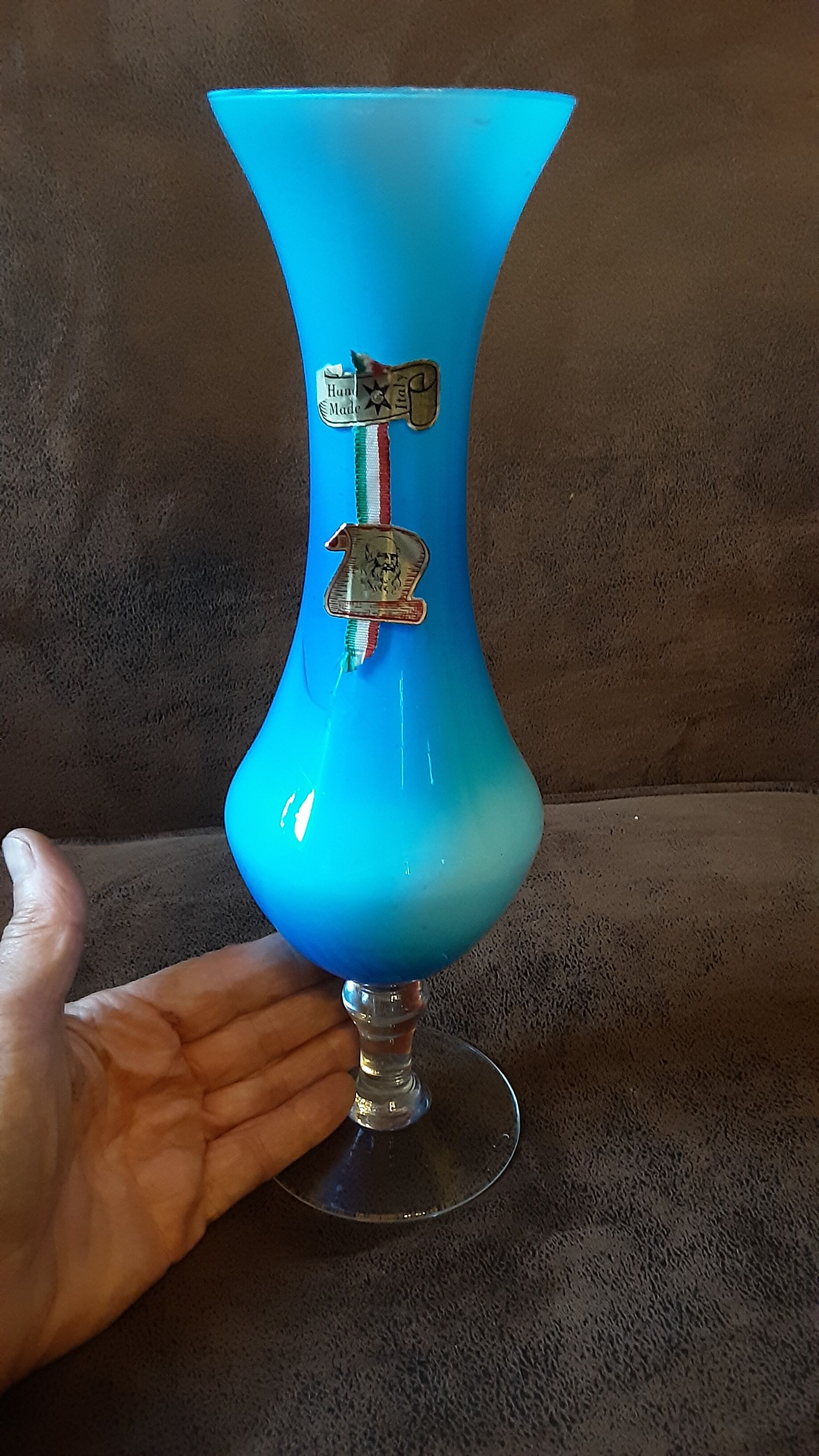 Turquoise opaline vase