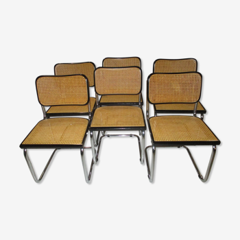 Suite 6 chaises cesca b32 Marcel Breuer vintage 1970/1980