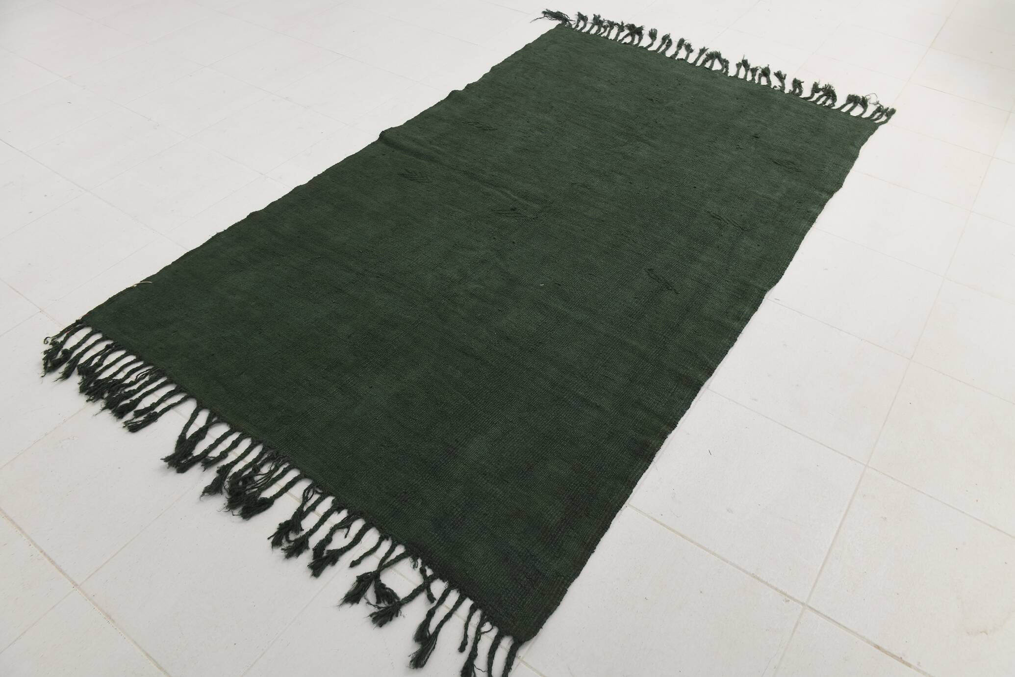 5x7 Green Turkish Kilim Rug, 142x229Cm
