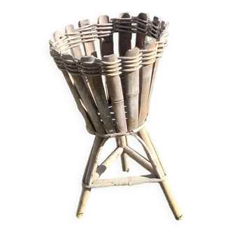 Vintage bamboo three-legged planter