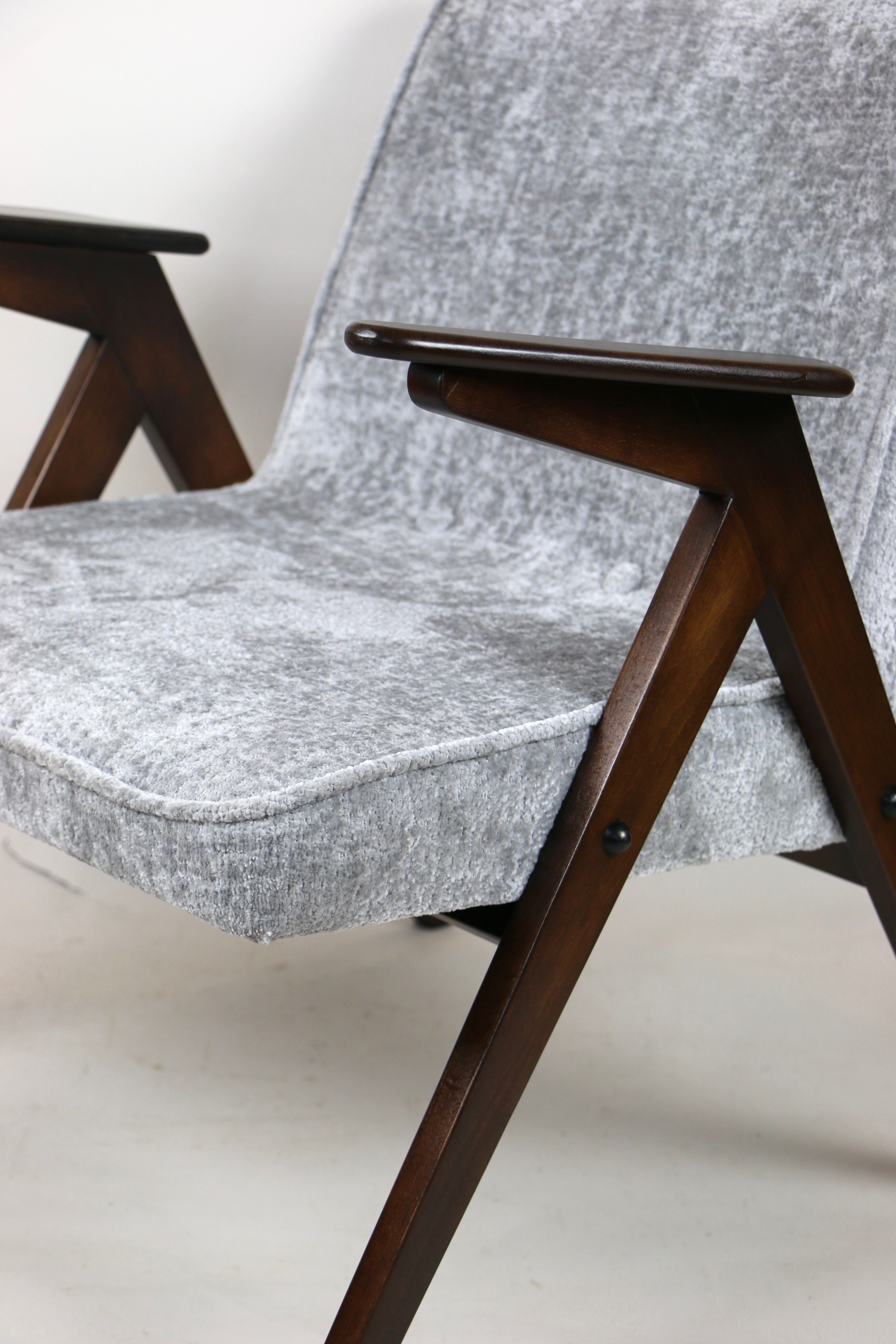 Grey Silver Bunny Armchair by Józef Chierowski, 1970s