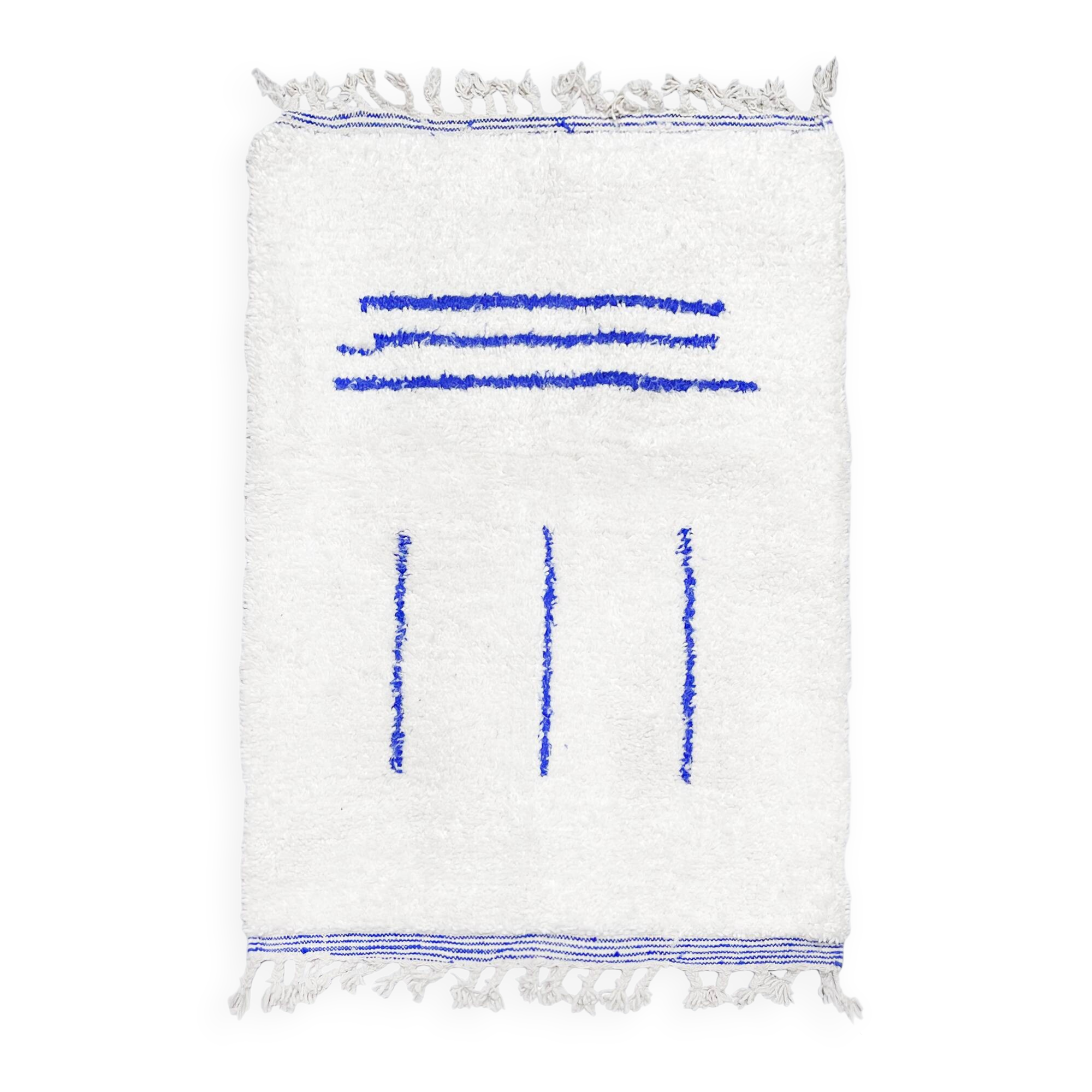 Authentic Beni Ouarain Berber rug with Majorelle blue patterns