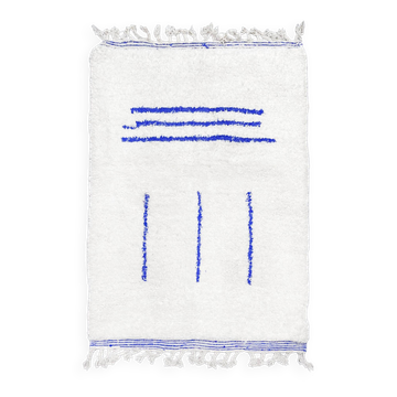 Authentic Beni Ouarain Berber rug with Majorelle blue patterns