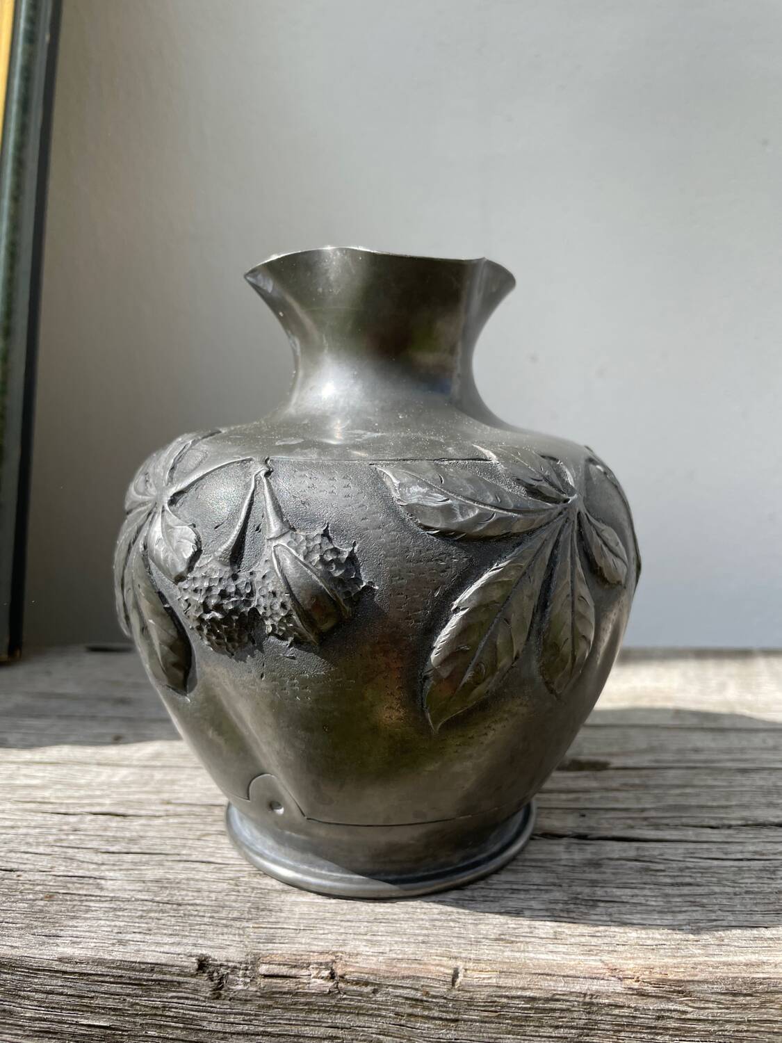 Art Nouveau pewter vase signed Cortesi