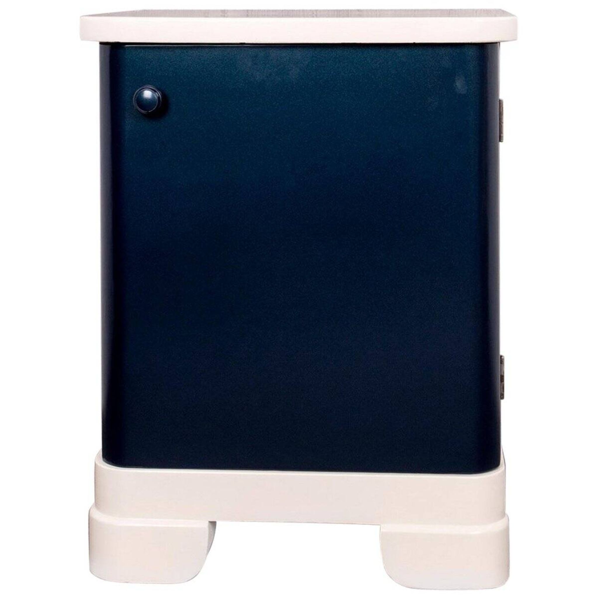 Art Deco bedside table from Hungary, 1930, made of navy blue and cream painted wood.