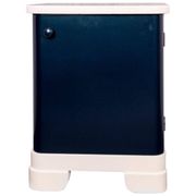 Art Deco bedside table from Hungary, 1930, made of navy blue and cream painted wood.