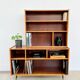 Asymmetrical mahogany bookshelf — 2 offset elements, custom-made, 1960s