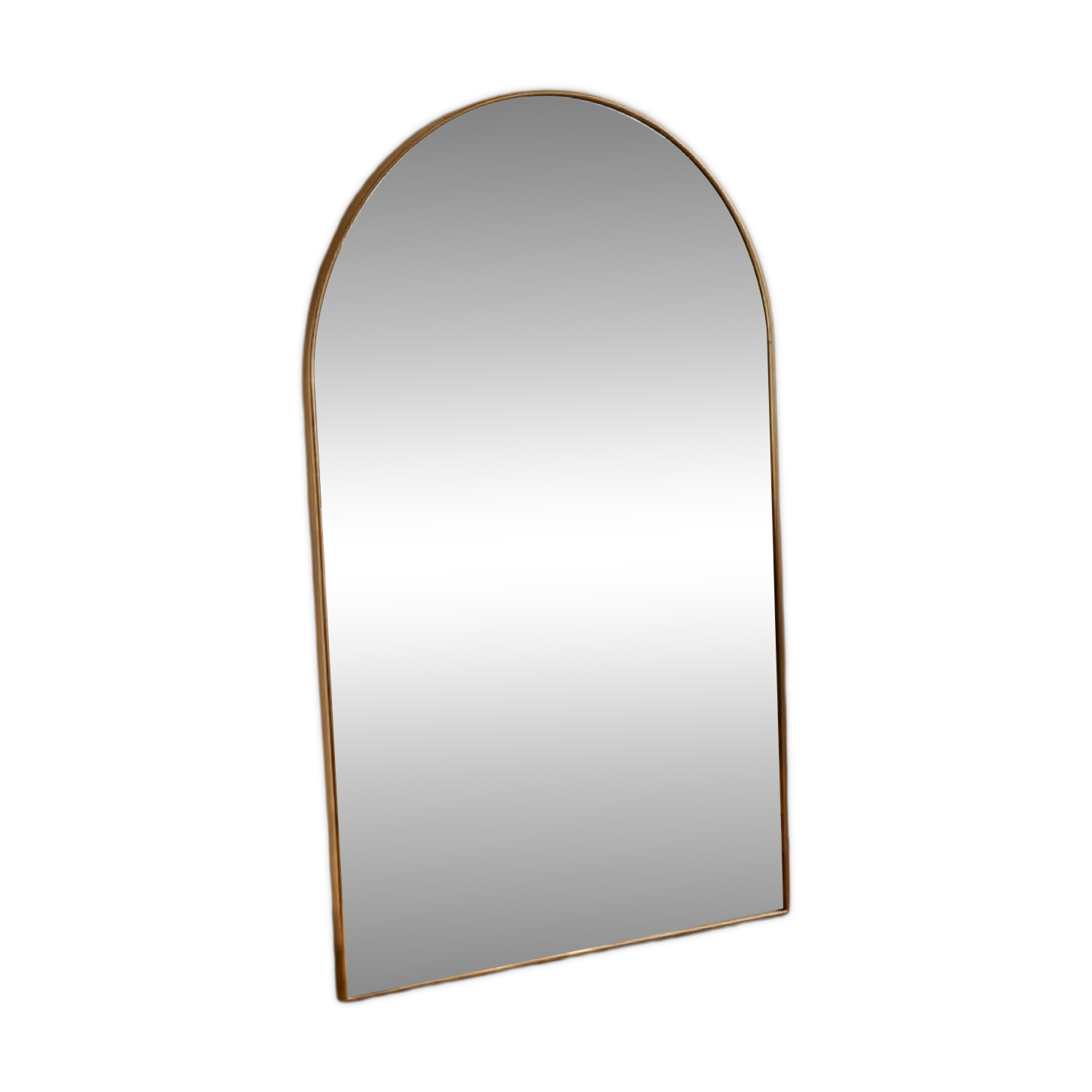 Miroir contemporain scandinave métal doré avec coins arrondis