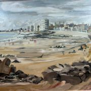 oil on cardboard panel, Beach of La Tranche sur Mer (M. Rimbaud?)