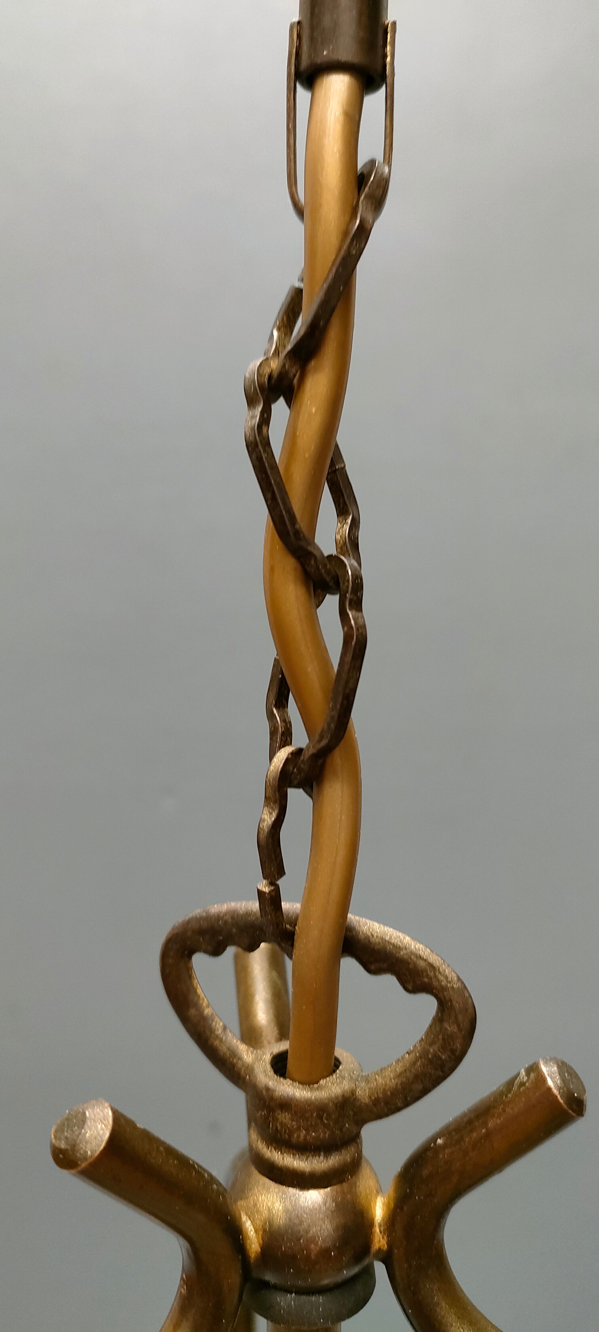 Patinated brass cage lantern, Louis XVI style, 70, France