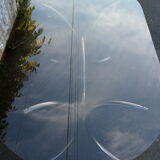 Oval table smoked glass and chrome 70s