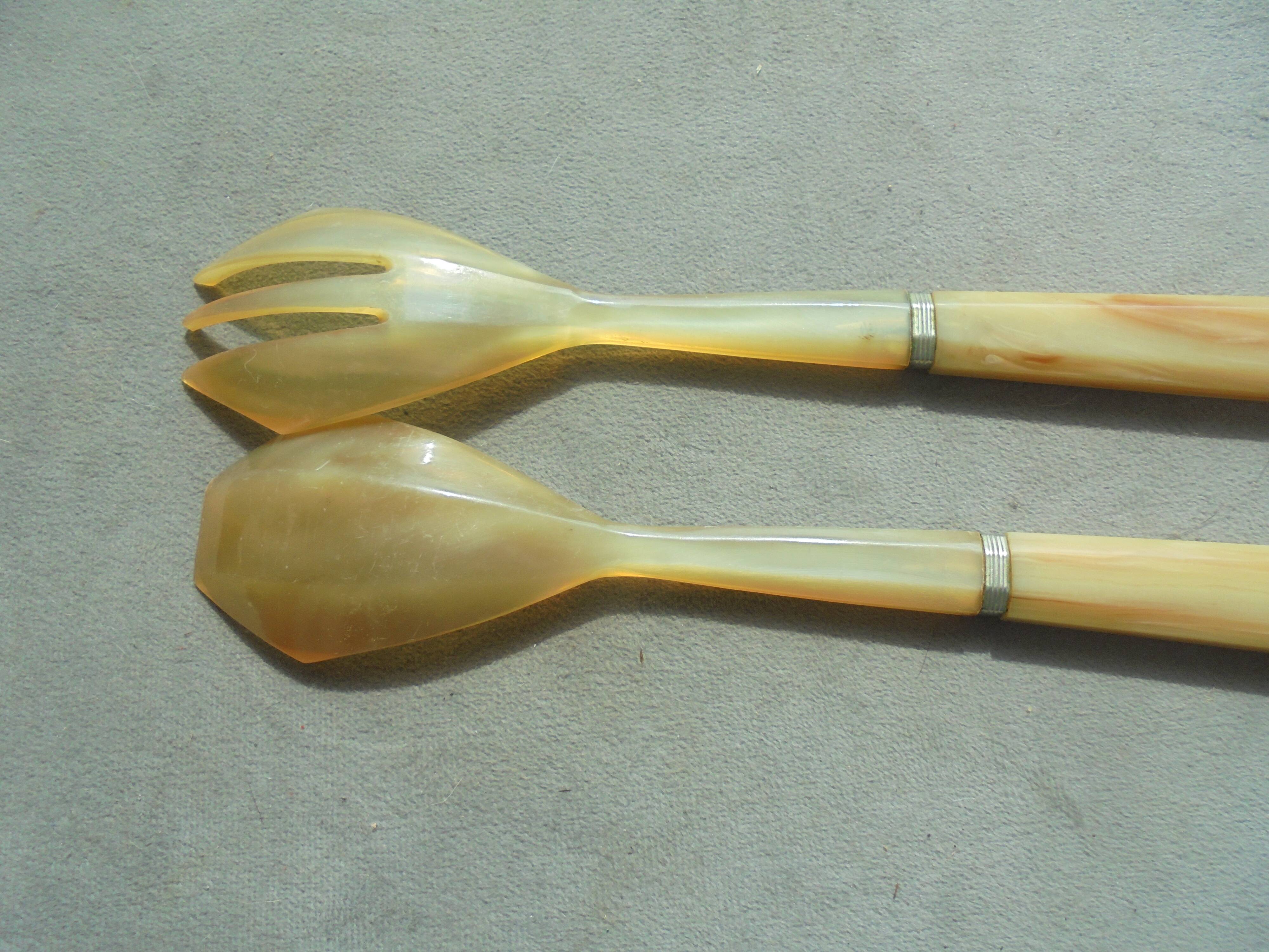 Art deco horn salad servers