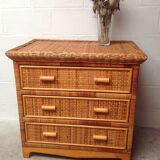 Rattan and wicker chest of drawers