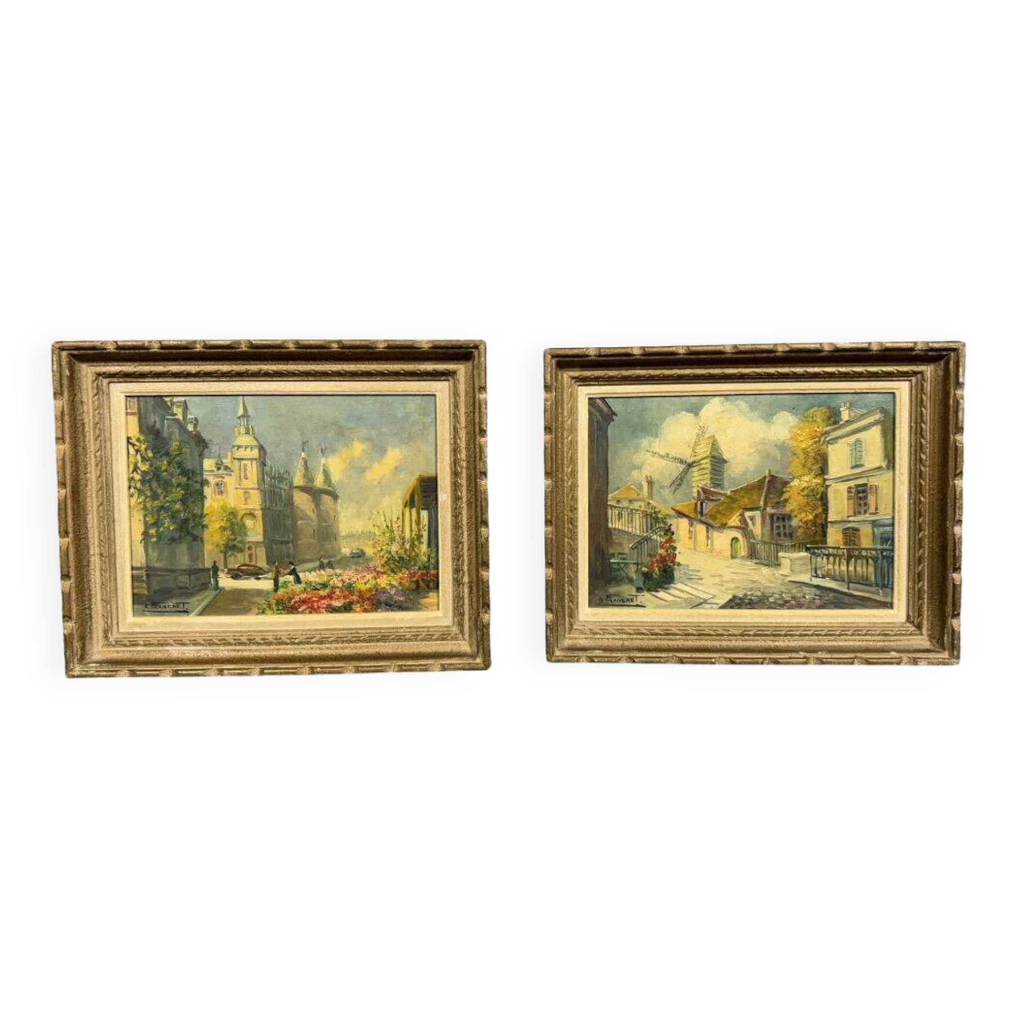 André FRANCHET (1896-1961): 2 oil paintings on canvas seen from Paris around 1940