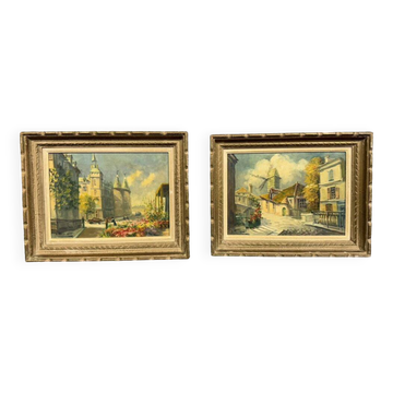 André FRANCHET (1896-1961): 2 oil paintings on canvas seen from Paris around 1940