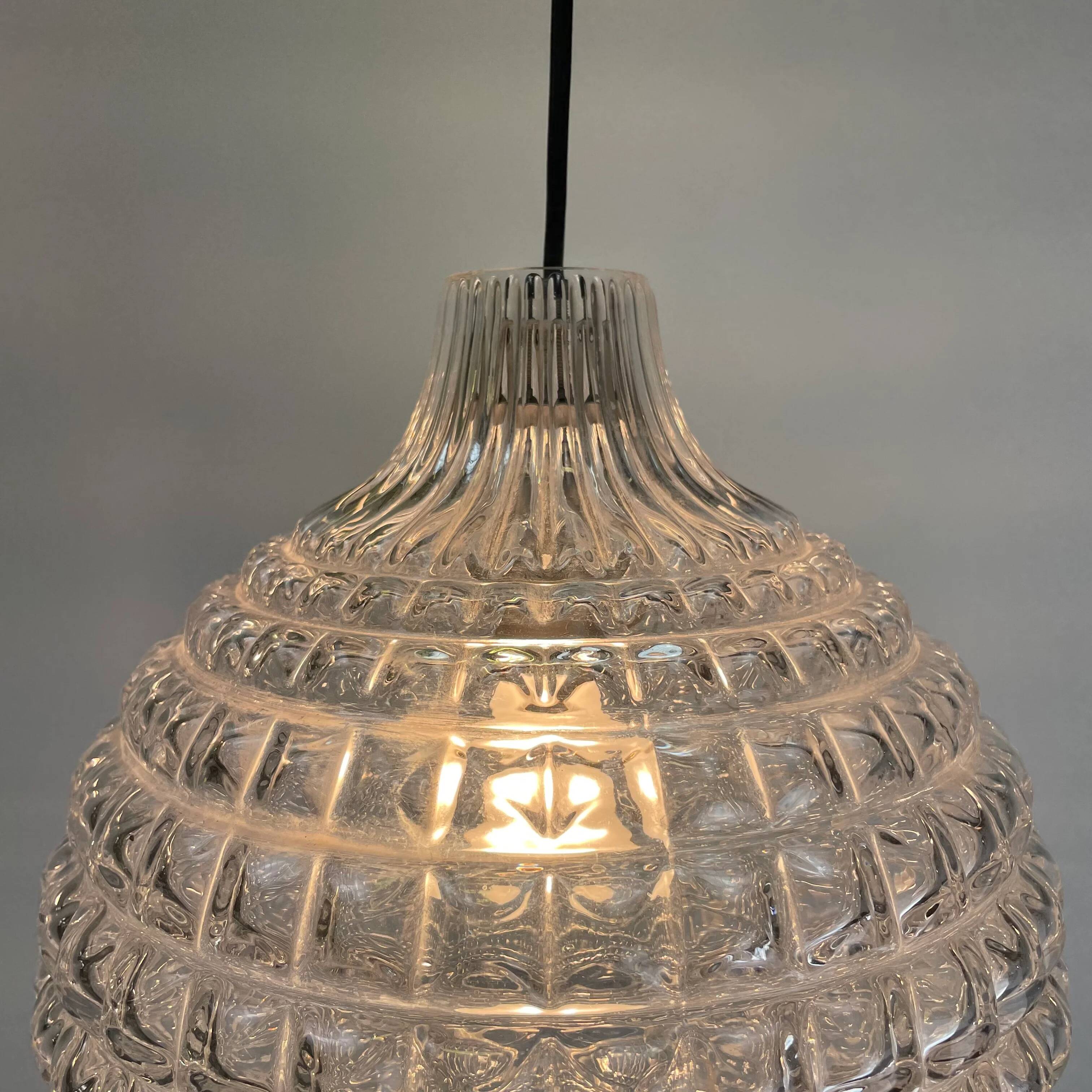 Crystal glass pendant lamp by Peill & Putzler 1960