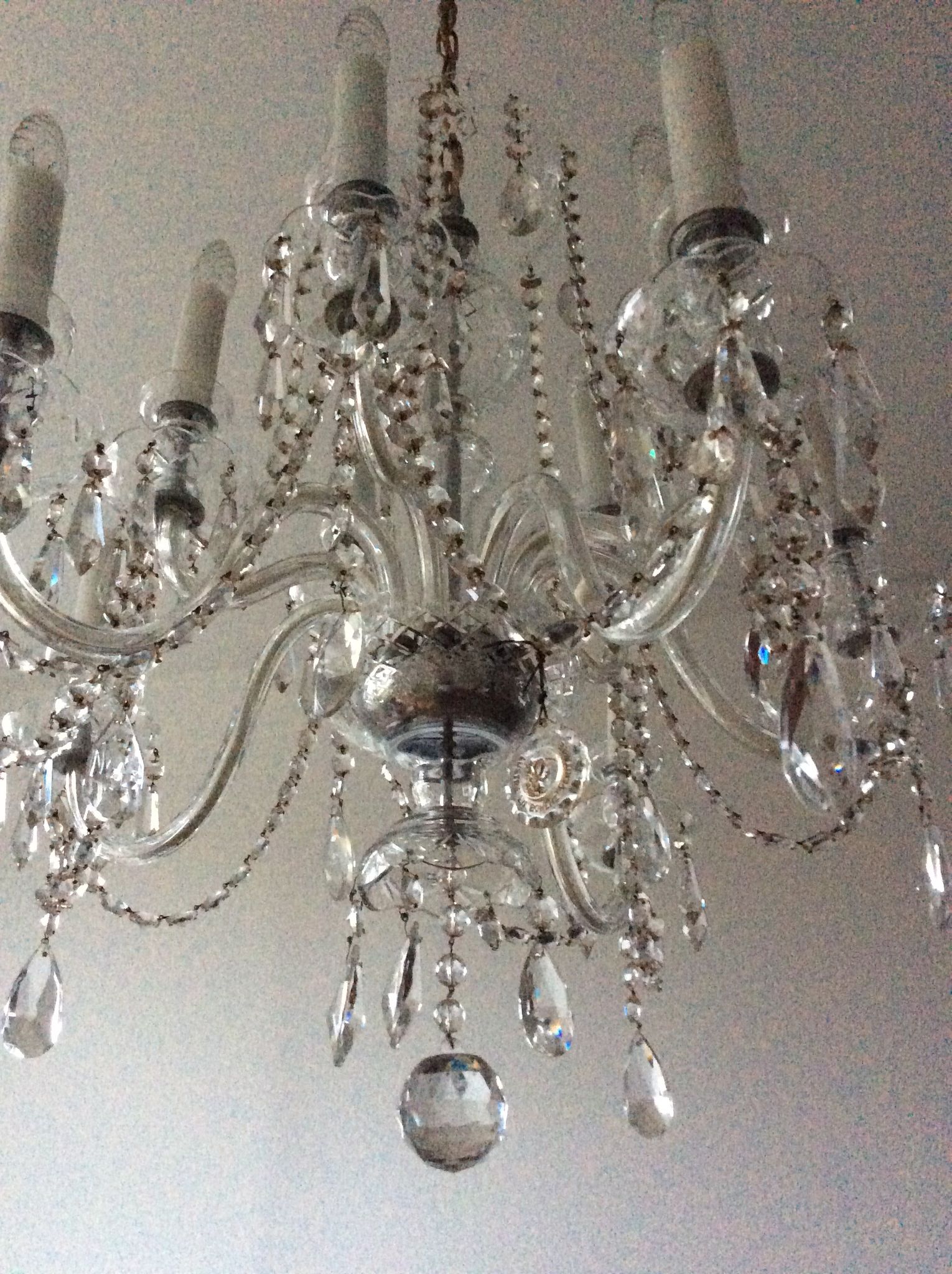 Old bohemian crystal chandelier for Deknudt