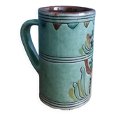 Handmade ceramic mug vase signed in enamelled terracotta