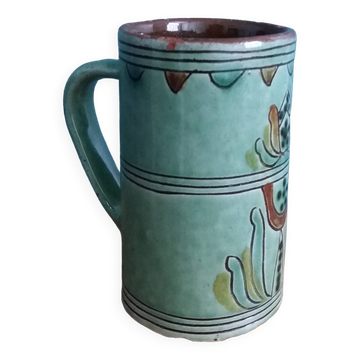 Vase mug céramique artisanale signée en terre cuite émaillée