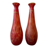 Paire de vases signes Legras. Arr deco. Pâte de verre
