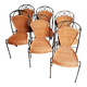 6 chaises rotin fer forgé vintage