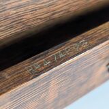 Victorian Oak Writing Cabinet with Automatic Tambour, 19th Century