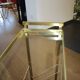 Vintage side table with brass and glass magazine rack