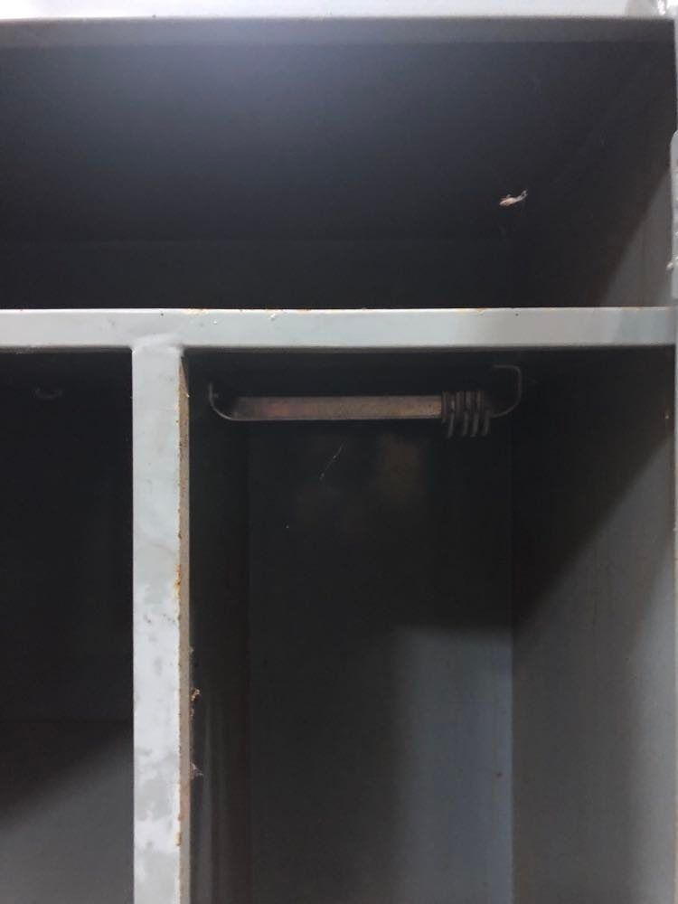 Old metal cabinet 4 shelves and hospital cloakroom