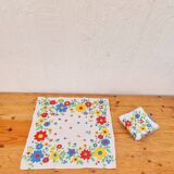Lot de 8 serviettes de table à fleurs vintage
