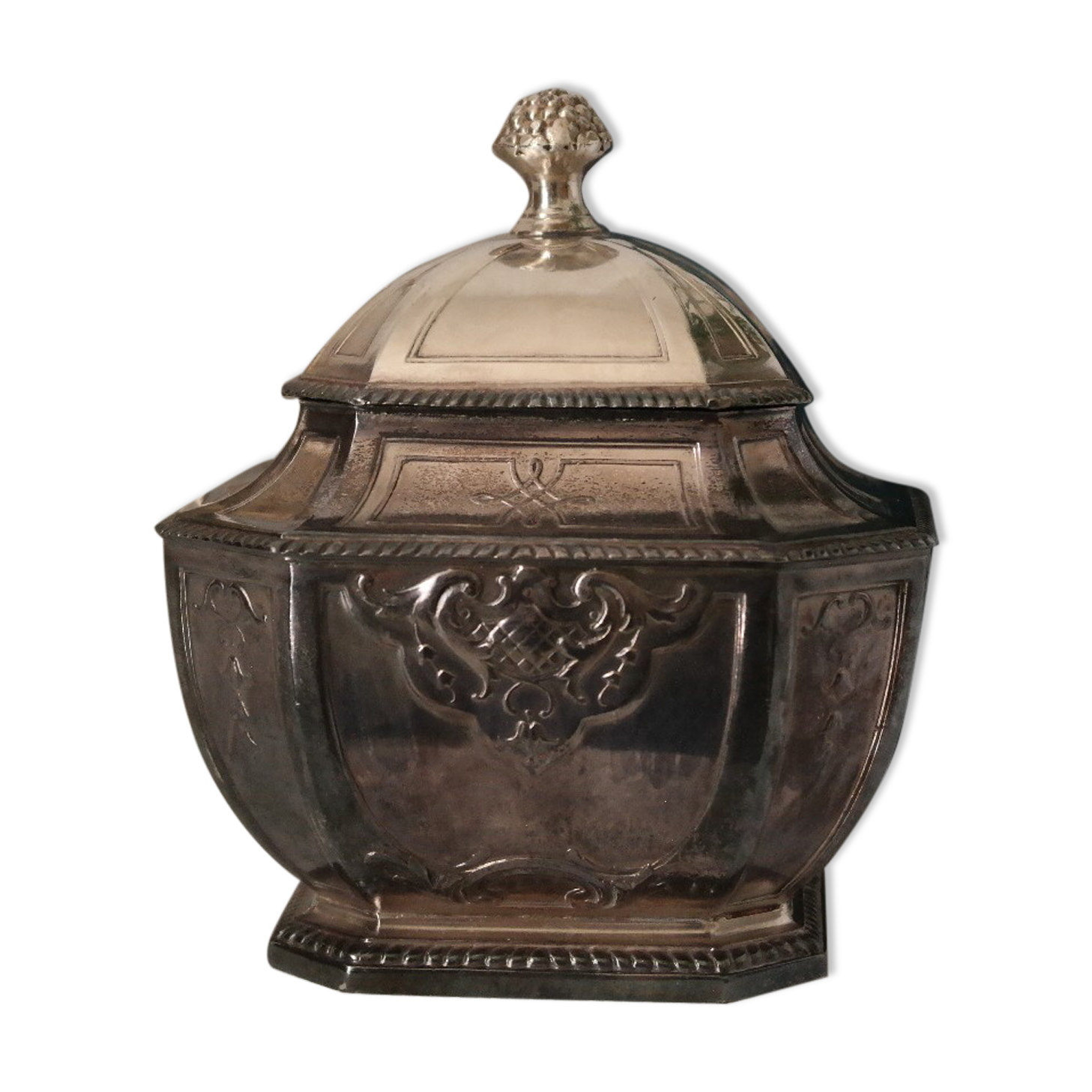 Silver metal candy sugar bowl lutetia france old