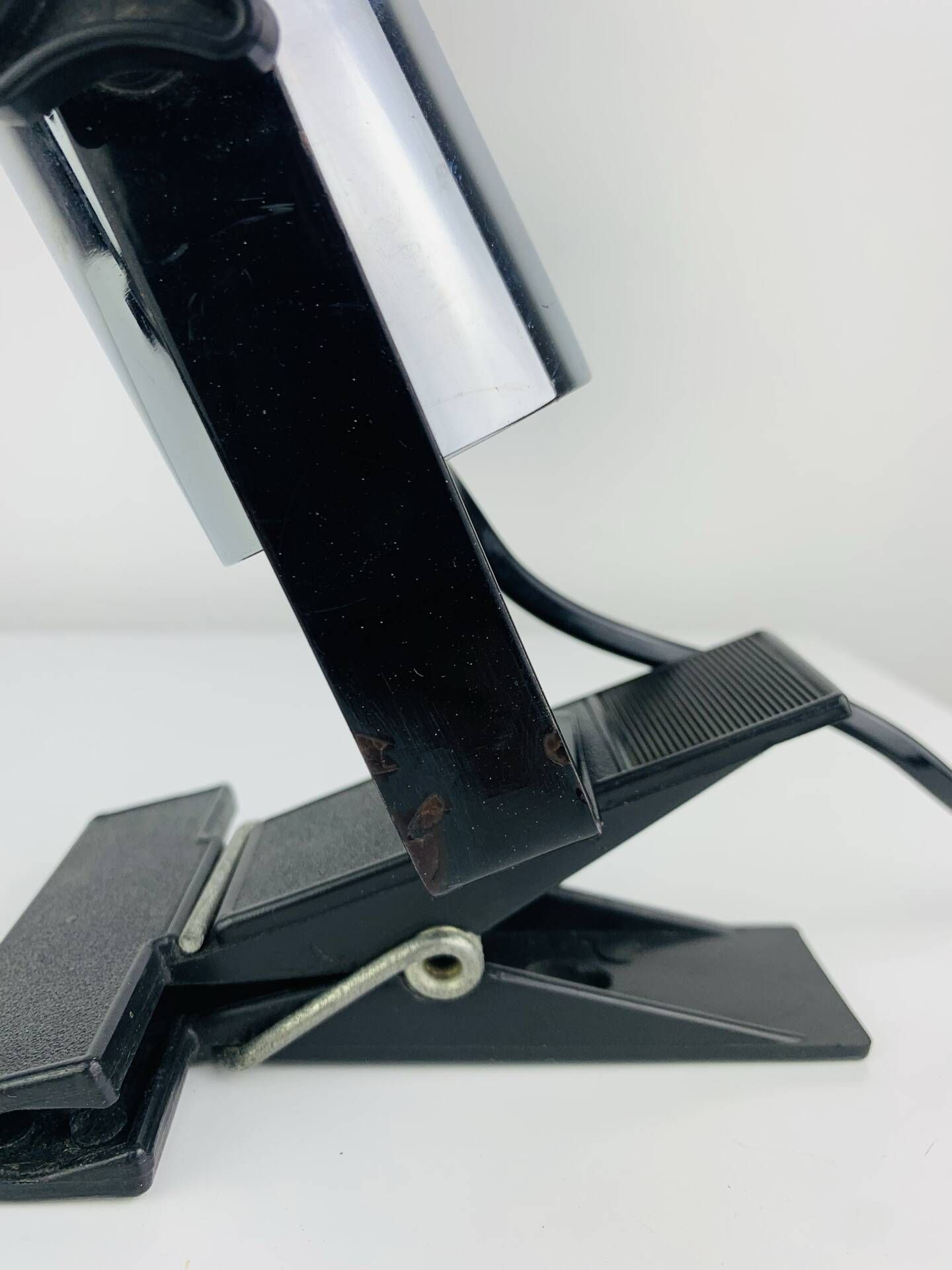 Pair of chrome clip-on spotlights, 1970s
