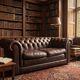 Vintage chocolate brown leather Chesterfield armchair/sofa