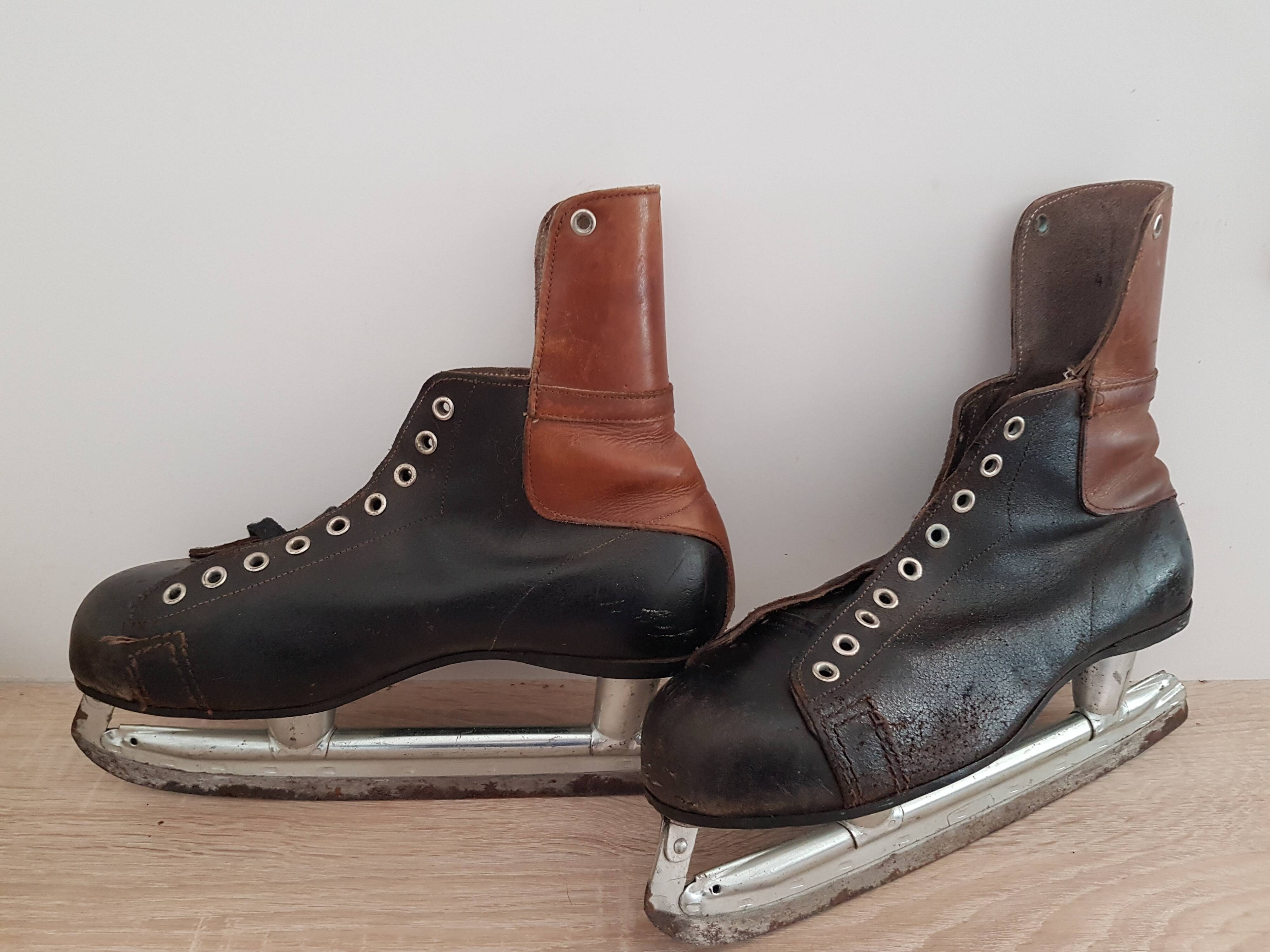 Pair of black and brown ice skates