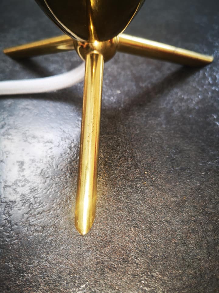 Table lamp tripod globe rectangle glass thick 100% 1970 vintage