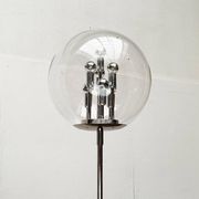 Spherical chrome and glass planetary floor lamp from the mid-century German space age by Doria Leuchten, 1960s.