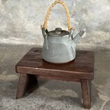 Small auxiliary stool in organic chocolate brown upcycled teak (3277)