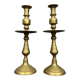ORIENT XIX: Pair of large cup candlesticks in chiseled and gilded brass