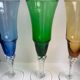 Set of 5 colorful champagne flutes feet worked 60-70s