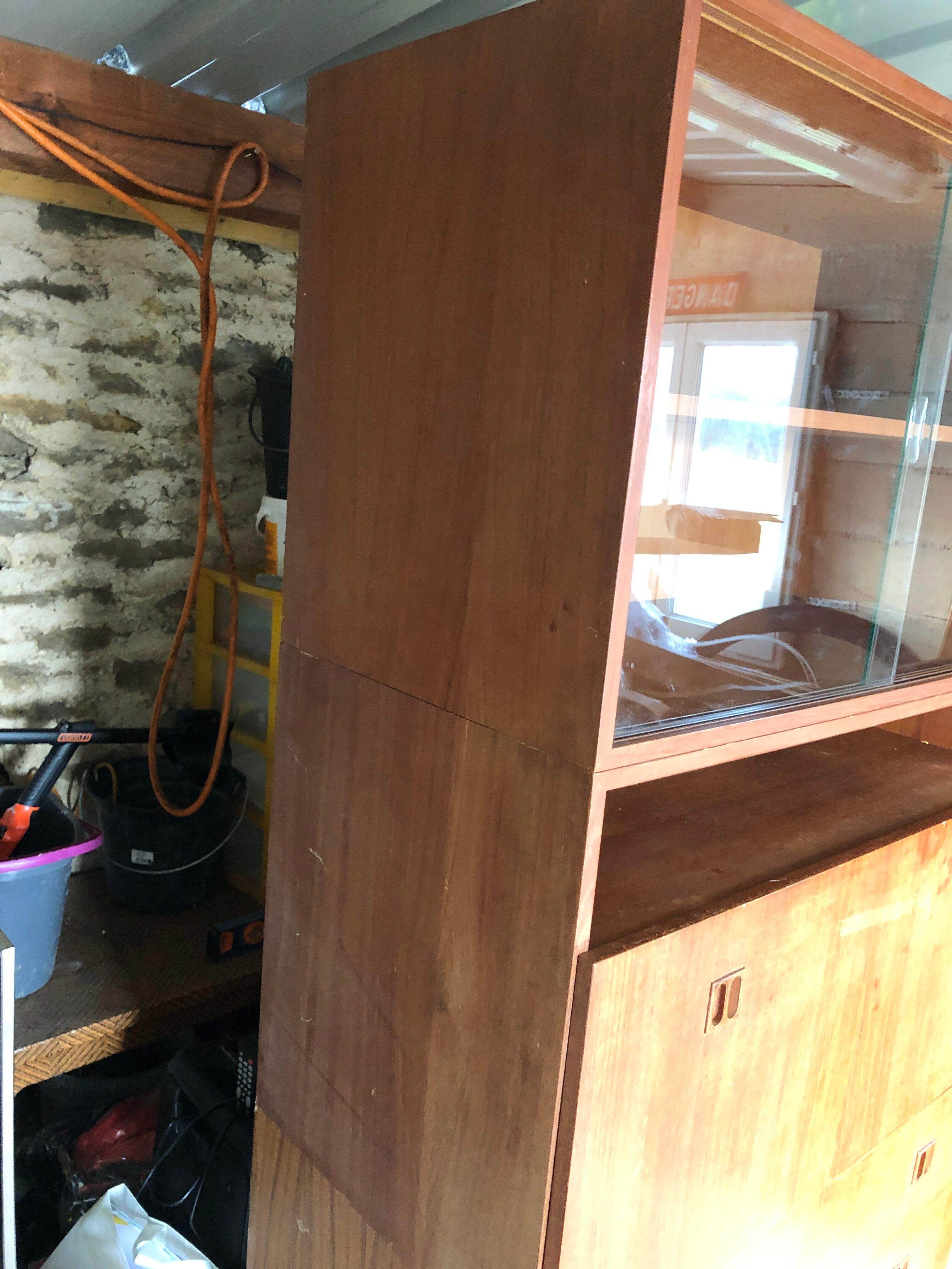 Meuble secrétaire scandinave vintage bureau avec vitrine et commode en teck caisson