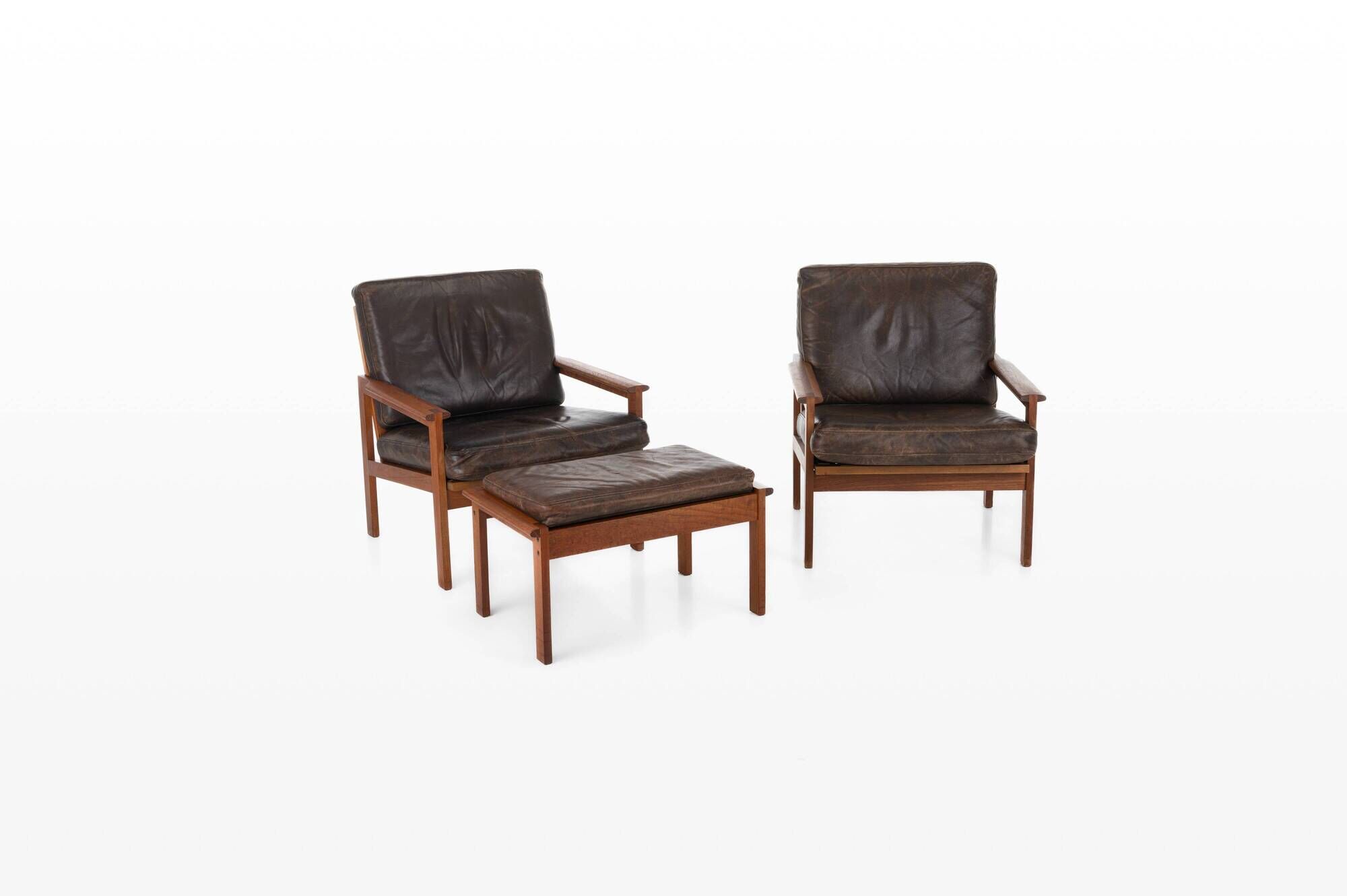 Capella Easy Chairs with Ottoman by Illum Wikkelsø for Nelse Eilersen, Denmark, 1950s, Set of 3