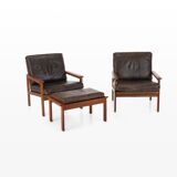 Capella Easy Chairs with Ottoman by Illum Wikkelsø for Nelse Eilersen, Denmark, 1950s, Set of 3