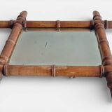 French Faux Bamboo Wall Mirror, Aged Patina, Circa 1900s