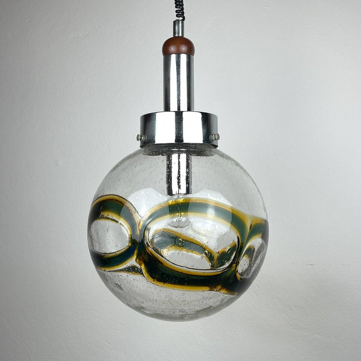 Large vintage swirling Murano glass pendant light, 1970s